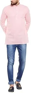 [Sojanya] Men's Kurta Cotton Linen Blend, Pink, XXL