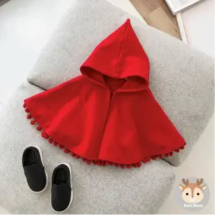 【Kori Deer 可莉鹿】女童小紅帽保暖連帽斗篷(聖誕新年春節嬰兒童造披肩披風)