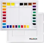 MEEDEN 33-Well Large Ceramic Watercolour Palette with Lid, Porcelain Paint Pa...