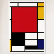 Galrie Piet Mondrian Large Composition Art Print With Bold Red, Yellow, Black, and Blue, White Frame, A3 30 x 42cm (12 x 16inch)