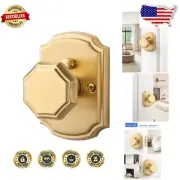 Durable Brushed Gold Privacy Door Knob: Adjustable Latch for Bedrooms & Baths