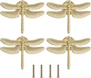 SING F LTD 4PCS Dragonfly Knobs Handles Unique Dragonfly Shape Decorative Handles with Mounting Screws Furniture Hardware Accessories for Cabinet Wardrobe Drawer Dresser Gold