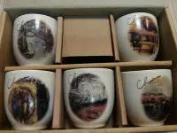 在飛比找Yahoo!奇摩拍賣優惠-青田燒 食器文化 風景圖陶瓷杯 茶杯組五入