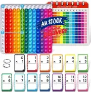 Math Flash Cards & Pop Fidget Chart Set for Kids Aged 8+ Honing Early Math Skill