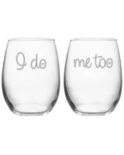 Susquehanna Glass Set of 2 I Do Me Too Stemless Wine Glasses