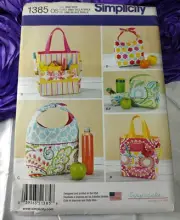 Simplicity 1385 Art Caddies, Lunch Bags & Snack Bag Uncut Sewing Pattern