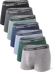 [DAVID ARCHY] Mens Underwear Bamboo Boxer Briefs Breathable and Soft with Fly Trunks