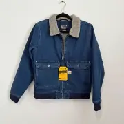 NWT Carhartt Denim Sherpa Lined Jacket Women’s Small Relaxed Fit