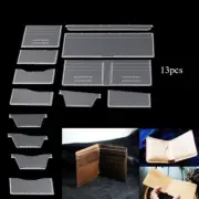 13Pcs Clear Acrylic Wallet Pattern Stencil Template Sets Leather Craft DI:D6