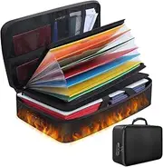 MIUUIPI Fireproof Document Bag with Combination Lock, File Organiser, Waterproof Document Bag with 7 Compartments, for A4 Documents, Cards, Portable Briefcase for Important Documents