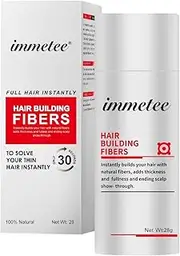 immetee Hair Building Fibres Powder, Dark Brown, Hair Fibres for for Thinning Hair, Conceals Hair Loss in 30 Sec, Hair Thickener for Women & Men (DARK BROWN)