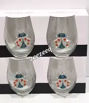 Rachel Zoe Rhinestone Beetle Stemless Wine Glasses Blue Red 4pc
