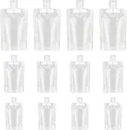 YASUOA 12 Pieces Travel Size Refillable Pouch for Toiletries Bulk 30ml/50ml/100ml, TSA Approved Squeeze Empty Stand Up Pouches for Liquids Lotion Shampoo Bags, Leak Proof Cosmetic Containers