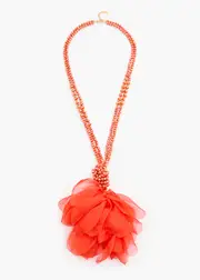 [Taking Shape] Taking Shape Flower Lariat Necklace in Orange - Women's Accessories Orange