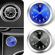 AWGUKA 2 PCS Mini Digital Clock for Car Dashboard - Ultra-Thin Stick-On Car Dash Accessories with Luminous Pointer Display, 12H Time Adjustable, Universal Dashboard, for Cars Trucks (Black & Blue)
