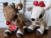 NWT Rudolph The Red Nosed Reindeer Clarice Rudolph Set LightUp Musical Plush 10"