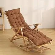 JUMEIYP Bamboo Rocking Chair Recliner with Cushion, Portable Folding Outdoor/Indoor Chaise Lounge | Adjustable Backrest & Massage Hammer, All-Weather Durable Design, for Patio, Garden, Balcony