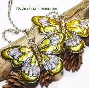 BUTTERFLIES BUTTERFLY SILVER GOLD PURPLE CEILING FAN LIGHT SWITCH PULL LARGE PR