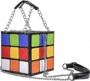 Women's Cute Cube Shape Handbag Magic Shoulder Bag Clutch Bag With Super Long Shoulder Strap