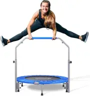 40-Inch Foldable Mini Trampoline - Adjustable Handle for Safe Indoor Workouts