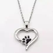 Puppy Kitty Paw Heart Pendant Necklace Silver silver Necklaces & Pendants