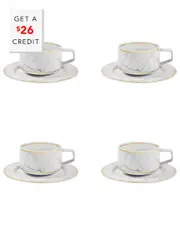 Vista Alegre Carrara Tea Cup And Saucers (Set Of 4) with $26 Credit