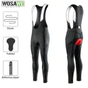 WOSAWE Men Cycling Bib Pants 3D Gel Padded Tights Bike Long Compression Trousers