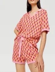 NEW PETER ALEXANDER KNIT TOP & SHORTS PJ SET SMALL S RRP$149.90
