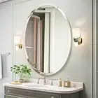 Frameless Oval Mirror Bathroom Vanity Wall Mirrors w/ Beveled Edge 50x70/60x80cm