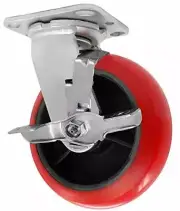 CasterHQ- Medium Duty 8"X 2" Crown Polyurethane ON Iron Wheel - Swivel Caster wi