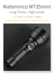 Mateminco MT35 Mini SFT40 2200 Lumens 1300m Throw USB Type C Rechargeable BLACK