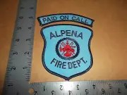 Alpena Fire Department Patch w/Paid On Call Rocker~Michigan~MI~New~Lighter Blue~