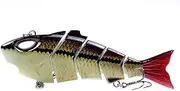 Multi-Jointed Fishing Lure Hard Body Sunken Bait Lifelike Crankbait for Bass, 5.5in/1.4oz, with Sharp Treble Hooks, Steel Balls, Link Joint, Suitable for Freshwater & Seawater Fishing