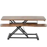 VIVO Adjustable 42" Standing Desk Monitor Riser, Vintage Brown Top, Black Frame