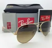 Ray-Ban Sunglasses RB 3025 Large Metal 112/85 58-14 Matte Gold w/ Brown Gradient