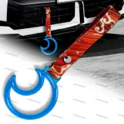 BL Crystal Moon Shape JDM Ring Tsurikawa Train Car Handle Strap -Red Waves Nylon