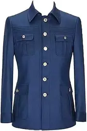 [Kromoc] Men's Stand Collar Suit BlazerSingle Breasted Button Jacket Meeting Interviews