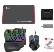 Phone Keyboard and , Keyboard with Wrist Rest - Phone Game Converter Set Wired Mechanical USB Converter Keyboard and Set,Half-Hand Portable Adapter, RGB LED Backlit Converter