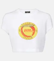 [Dolce & Gabbana] Dolce & Gabbana Cropped printed cotton T-shirt AU 14 white