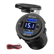 1 Pcs 12V Dual USB Car Charger With Voltmeter Efficient For 12V 24V Boat RV