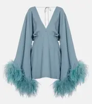 [Taller Marmo] Taller Marmo Magnifique feather-trimmed minidress AU 16 blue