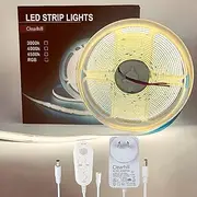 Clearhill 24V PIR Movement Sensor Dimmable Flexible LED Strip Lights,with 24V Power Adapter Included,16.4FT/5M,Warm White 3000K,8mm Width,320LEDs/M,Not Waterproof IP 20,for Closet Light Bedroom