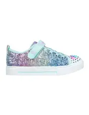 [Skechers] Twinkle Toes Sequin Flash Youth Sneakers in Light Blue