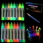 Roizefar Fabric Paint, 16 Colors Glow in the Dark Paint, 3D Permanent Acrylic...