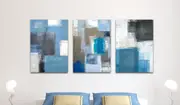Set Of 3 Blue Stretched Canvas Prints