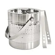 J.Elliot Home Alfie 15cm Ice Bucket w/ Tongs Stainless Steel Hammered Chrome