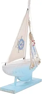 MOLUCKFU Mediterranean Nautical Boat Model Wooden Sailing Ship Ornament Desktop Sailboat Decor
