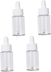 SAFIGLE 4pcs Transparent Dropper Bottles Empty Sub Bottles for Essential Oils Cosmetics and Serums Durable Glass and Design Leak with Cover