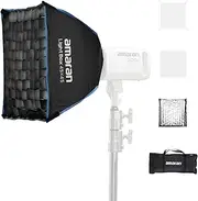 Amaran Light Box 45 x 45 cm Foldable Bowens Mount Softbox 45 cm, One-Snap Setup Square Light Modifier with Diffusion & Grid for Photo & Video, Portable & Lightweight with Carry Bag