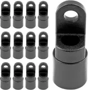 12Pcs Bungee Terminal End Tabbed Hooks, Black 6mm Rope Hole Elastic Cord End